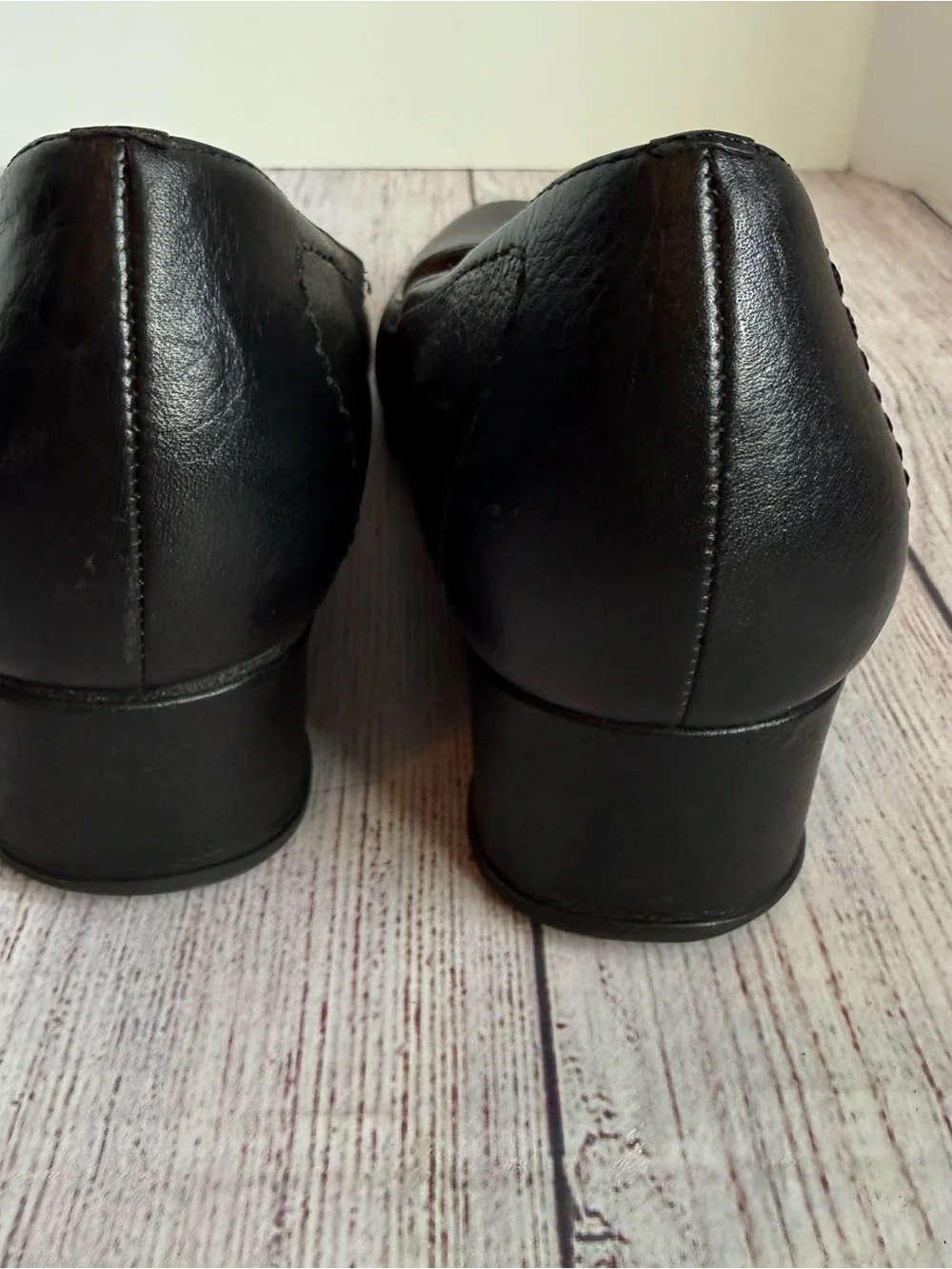 NURTURE Black Leather Wedge Dress Shoes 8.5